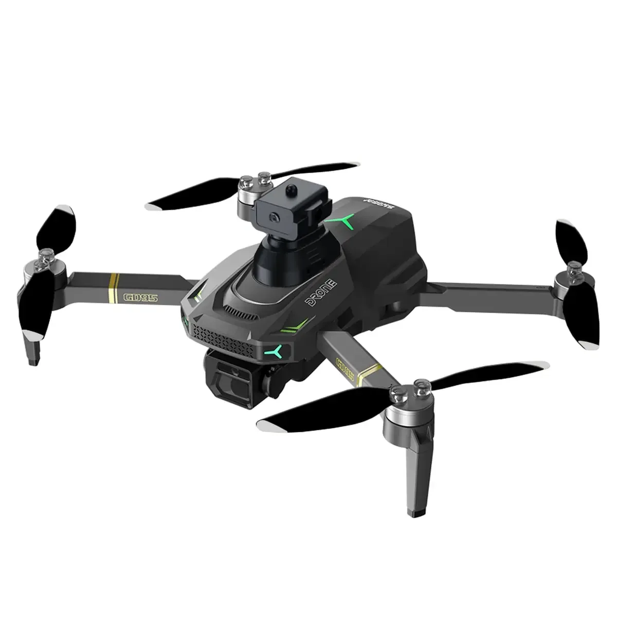GD95 Dual Full HD sa LCD ekranom, dron sam na beloj podlozi, pogled 3/4 sa strane